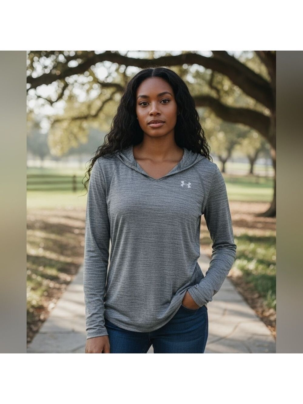 Under Armour Gray Large Hoodie Lightweight #LS35